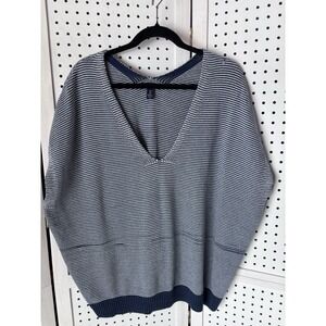 Gap Oversized Poncho Sleeveless Sweater Women's S Blue White Nautical Beachy